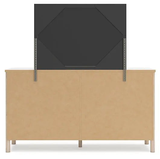 Cadmori Queen Upholstered Panel Bed with Mirrored Dresser, Chest and 2 Nightstands at Lee Furniture, NC