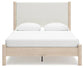 Cadmori Queen Upholstered Panel Bed with Mirrored Dresser, Chest and 2 Nightstands at Lee Furniture, NC