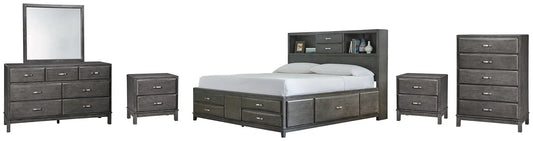 Caitbrook Storage Bed With 8 Storage Drawers With Mirrored Dresser, Chest And 2 Nightstands at Lee Furniture, NC