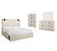 Cambeck King Panel Bed with 2 Storage Drawers with Mirrored Dresser, Chest and Nightstand at Lee Furniture, NC