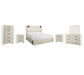 Cambeck King Panel Bed with 4 Storage Drawers with Mirrored Dresser, Chest and 2 Nightstands at Lee Furniture, NC