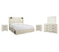 Cambeck King Panel Bed with 4 Storage Drawers with Mirrored Dresser and 2 Nightstands at Lee Furniture, NC