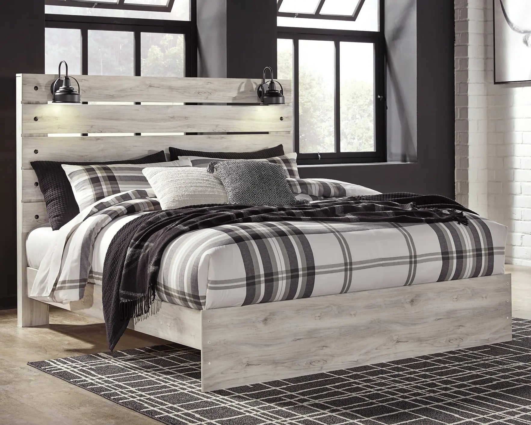 Cambeck King Panel Bed with Mirrored Dresser and 2 Nightstands at Lee Furniture, NC