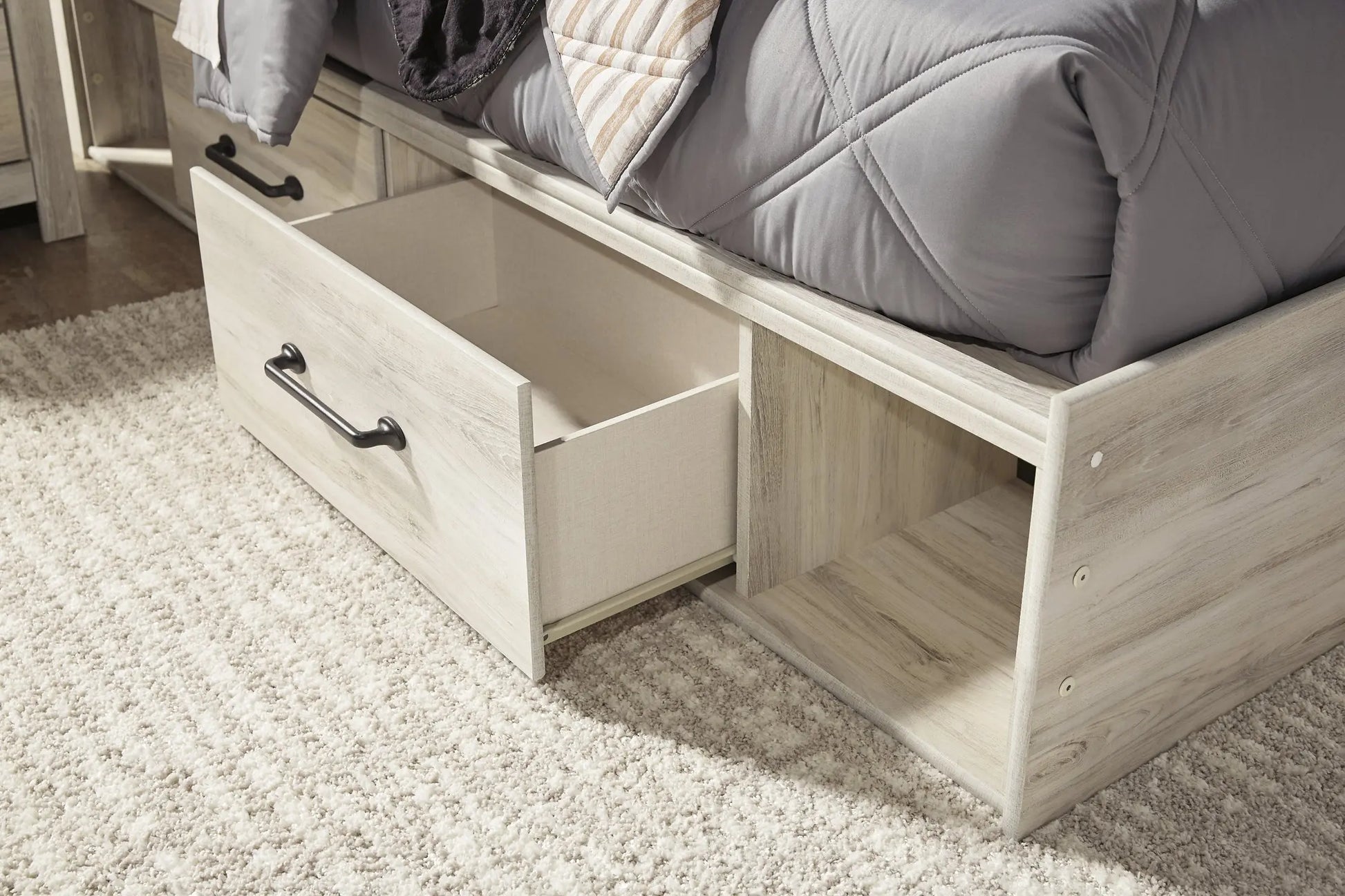 Cambeck Panel Bed With 2 Storage Drawers With Mirrored Dresser, Chest And 2 Nightstands at Lee Furniture, NC