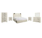 Cambeck Panel Bed With 2 Storage Drawers With Mirrored Dresser, Chest And 2 Nightstands at Lee Furniture, NC