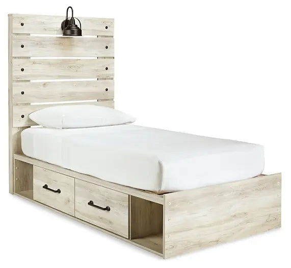Cambeck Panel Bed With 2 Storage Drawers With Mirrored Dresser, Chest And 2 Nightstands at Lee Furniture, NC