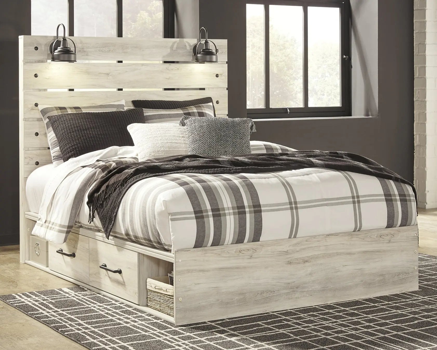 Cambeck Panel Bed With 2 Storage Drawers With Mirrored Dresser at Lee Furniture, NC