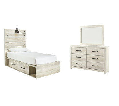 Cambeck Panel Bed With 2 Storage Drawers With Mirrored Dresser at Lee Furniture, NC