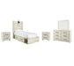 Cambeck Panel Bed With 4 Storage Drawers With Mirrored Dresser And 2 Nightstands at Lee Furniture, NC