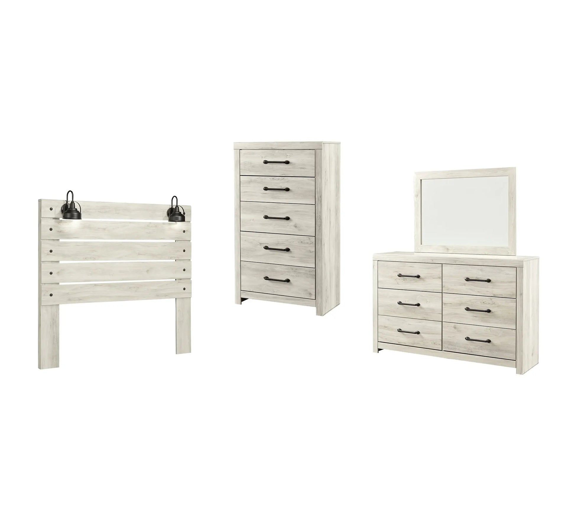 Cambeck Panel Headboard With Mirrored Dresser And Chest at Lee Furniture, NC