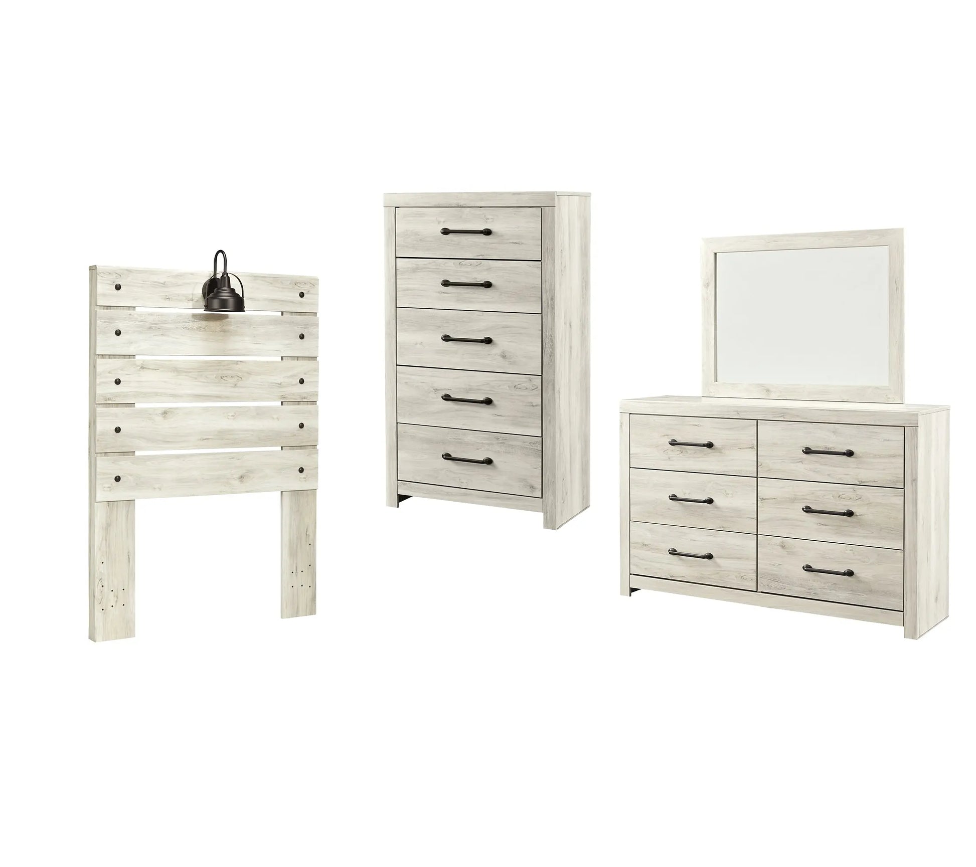 Cambeck Panel Headboard With Mirrored Dresser And Chest at Lee Furniture, NC