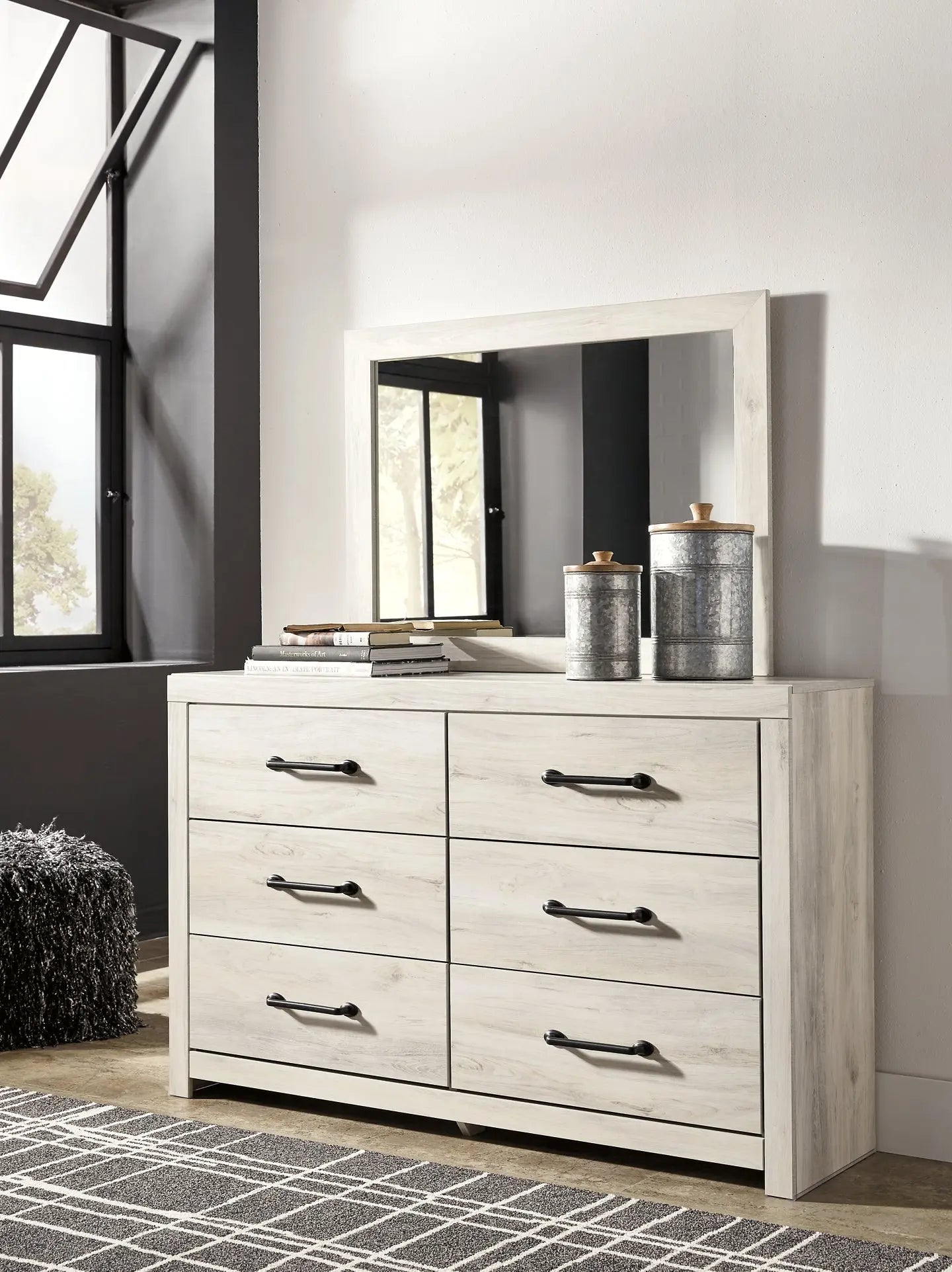 Cambeck Queen Panel Bed with 4 Storage Drawers with Mirrored Dresser, Chest and 2 Nightstands at Lee Furniture, NC