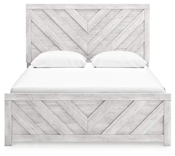 Cayboni Queen Panel Bed with Mirrored Dresser at Lee Furniture, NC