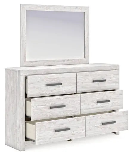 Cayboni Queen Panel Bed with Mirrored Dresser at Lee Furniture, NC