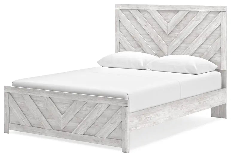 Cayboni Queen Panel Bed with Mirrored Dresser at Lee Furniture, NC