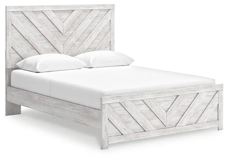 Cayboni Queen Panel Bed with Mirrored Dresser at Lee Furniture, NC
