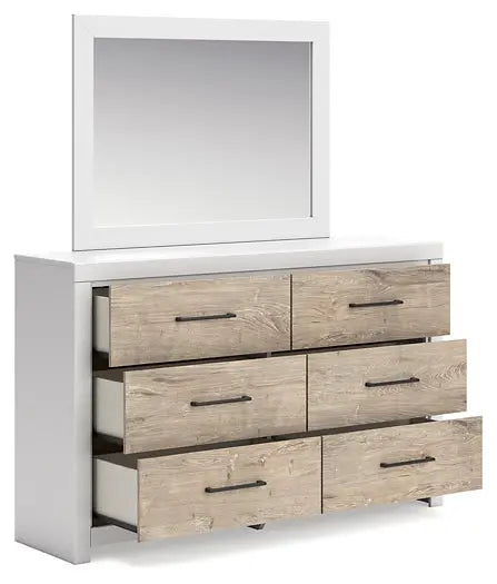 Charbitt Twin Panel Bed with Mirrored Dresser and Nightstand at Lee Furniture, NC