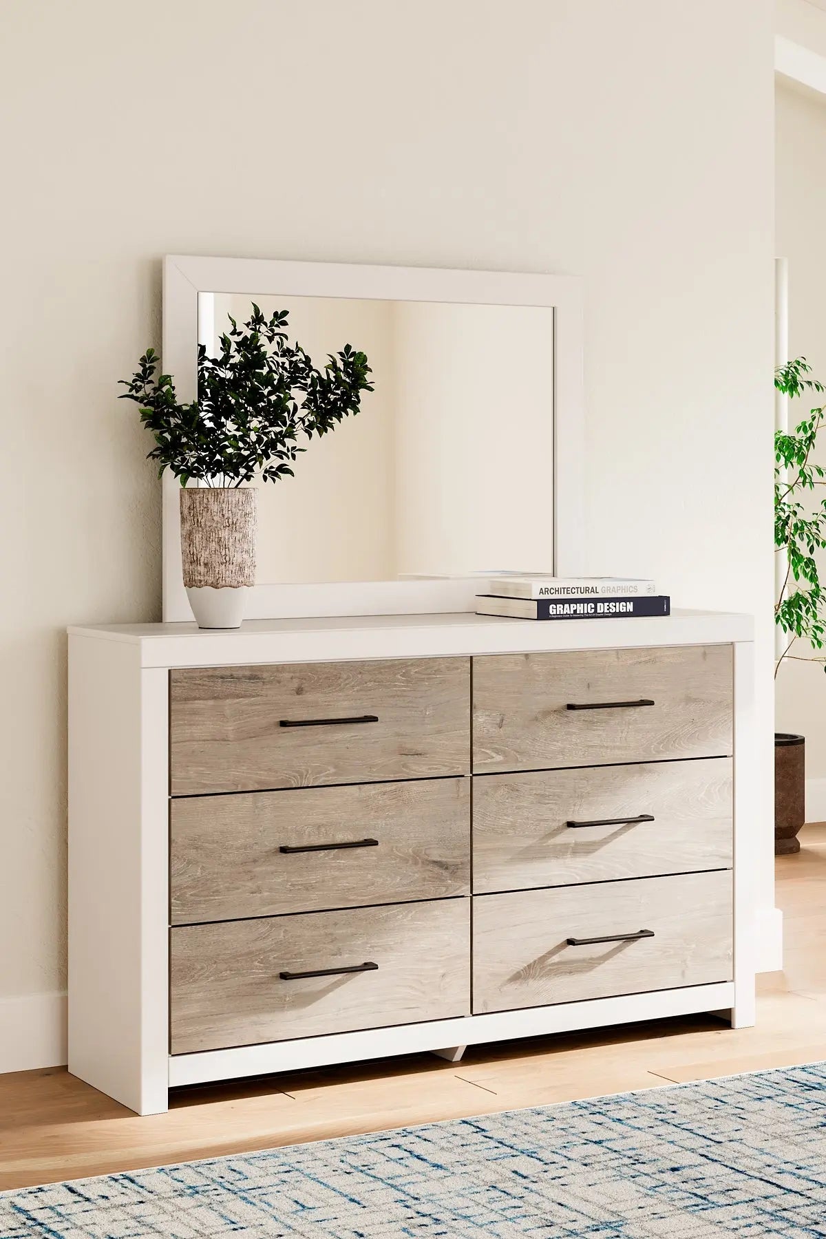 Charbitt Twin Panel Bed with Mirrored Dresser and Nightstand at Lee Furniture, NC