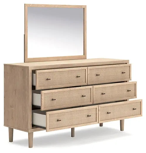 Cielden King Panel Headboard with Mirrored Dresser and 2 Nightstands at Lee Furniture, NC