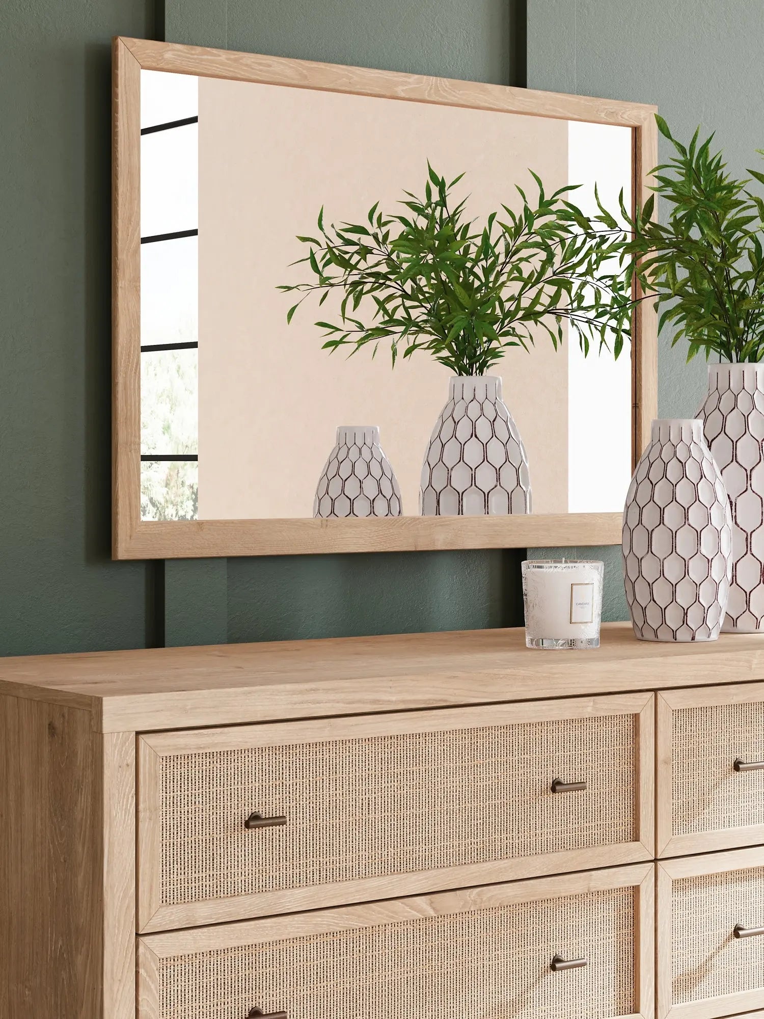 Cielden King Panel Headboard with Mirrored Dresser and 2 Nightstands at Lee Furniture, NC