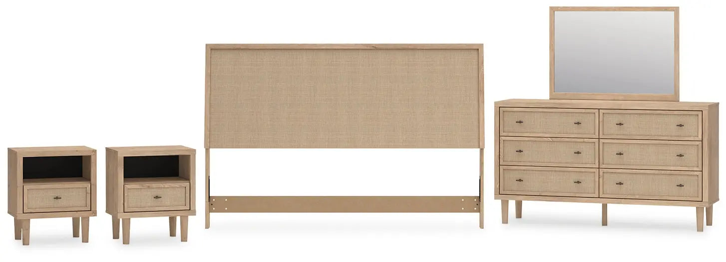 Cielden King Panel Headboard with Mirrored Dresser and 2 Nightstands at Lee Furniture, NC