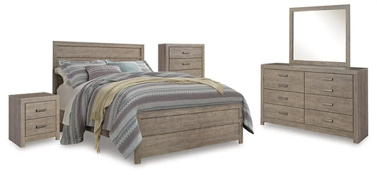 Culverbach Queen Panel Bed with Mirrored Dresser, Chest and Nightstand at Lee Furniture, NC