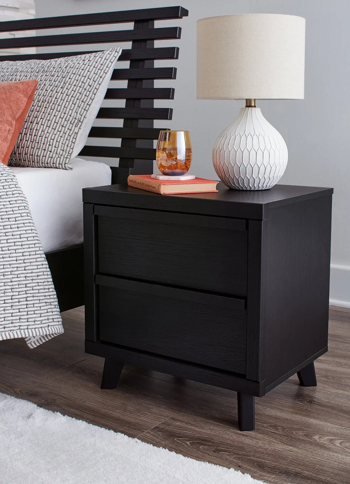 Danziar King Panel Headboard with Mirrored Dresser and Nightstand at Lee Furniture, NC