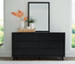 Danziar Queen Panel Bed with Mirrored Dresser and Chest at Lee Furniture, NC