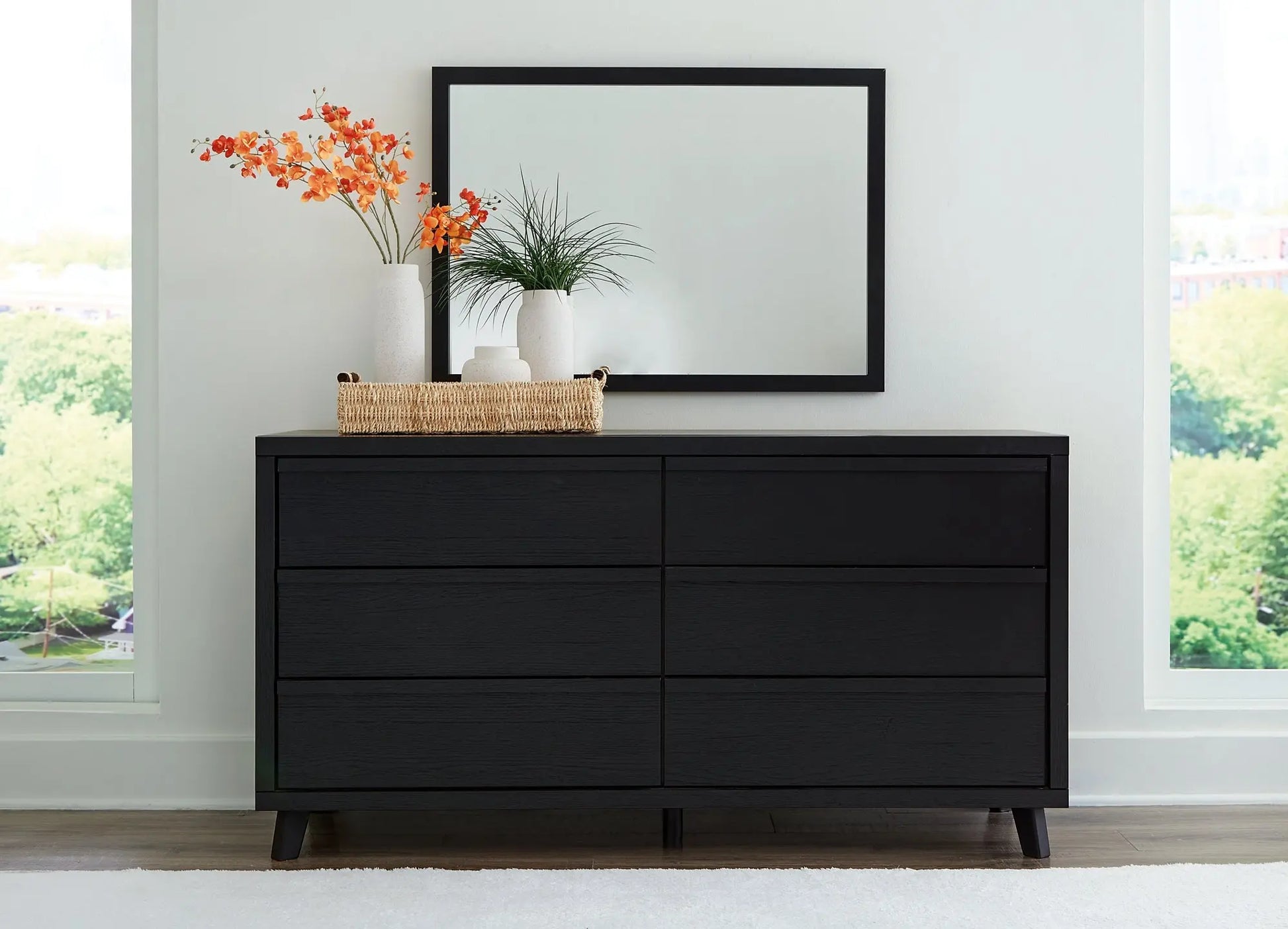 Danziar Queen Panel Bed with Mirrored Dresser and Chest at Lee Furniture, NC