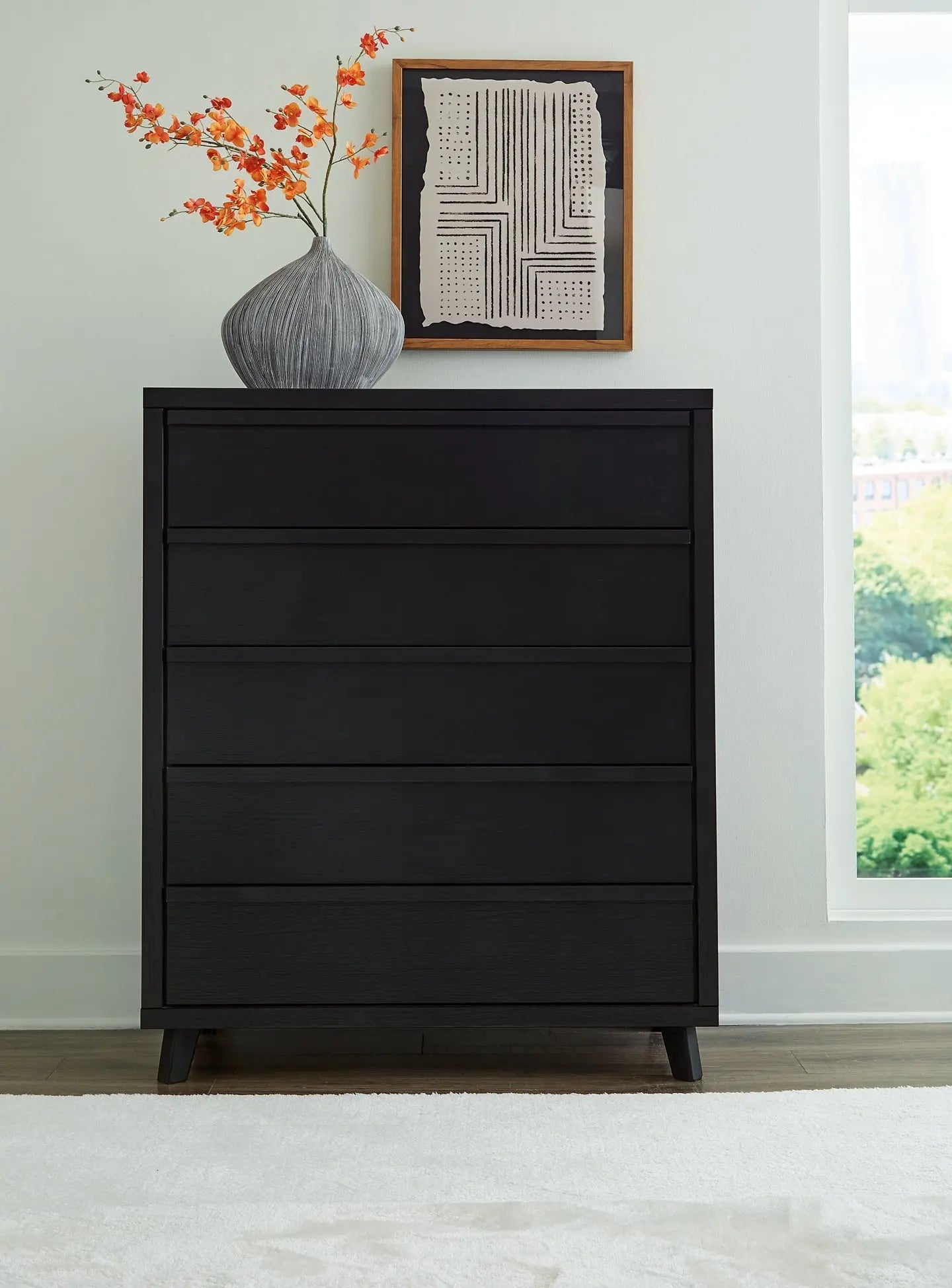 Danziar Queen Panel Bed with Mirrored Dresser and Chest at Lee Furniture, NC