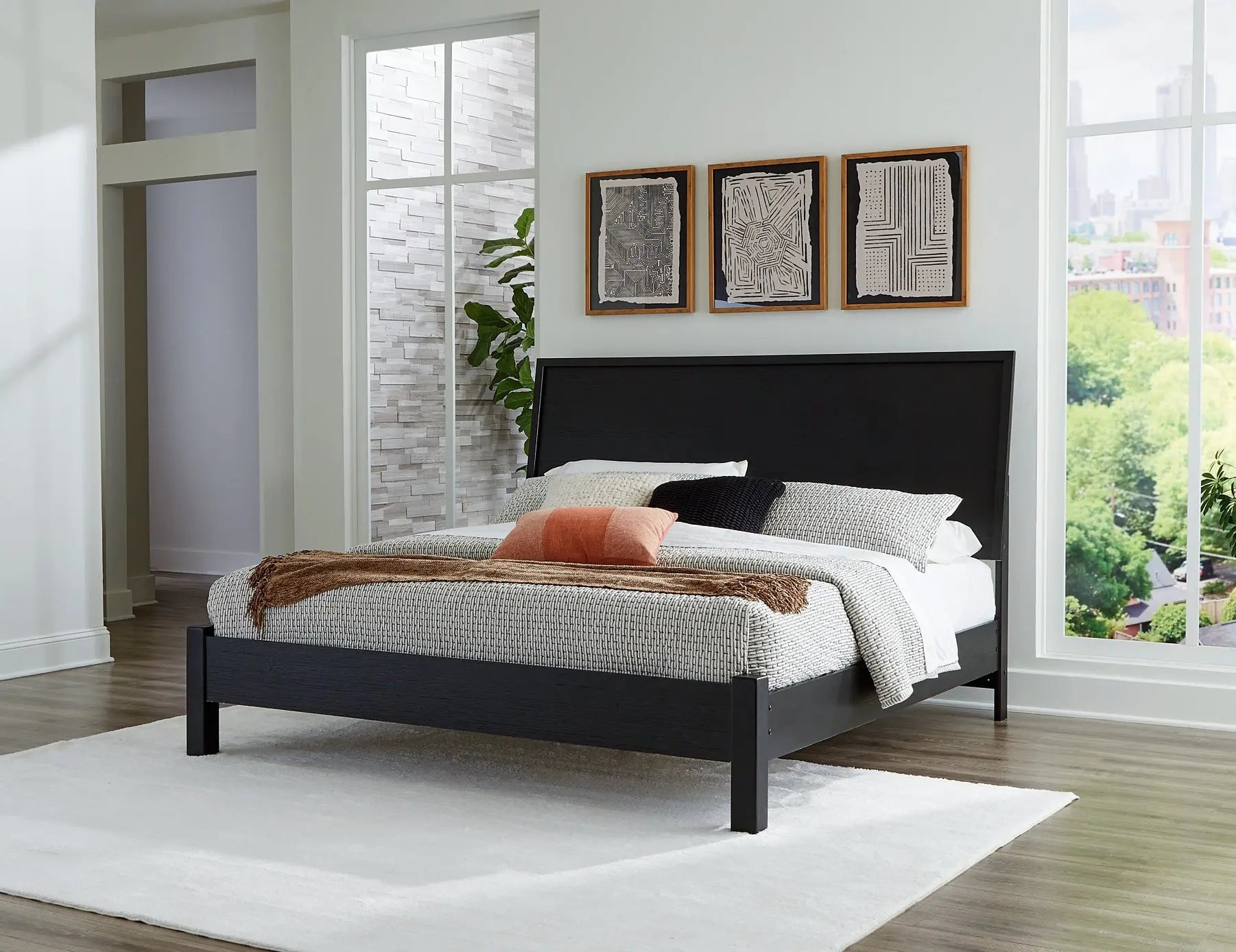 Danziar Queen Panel Bed with Mirrored Dresser and Chest at Lee Furniture, NC