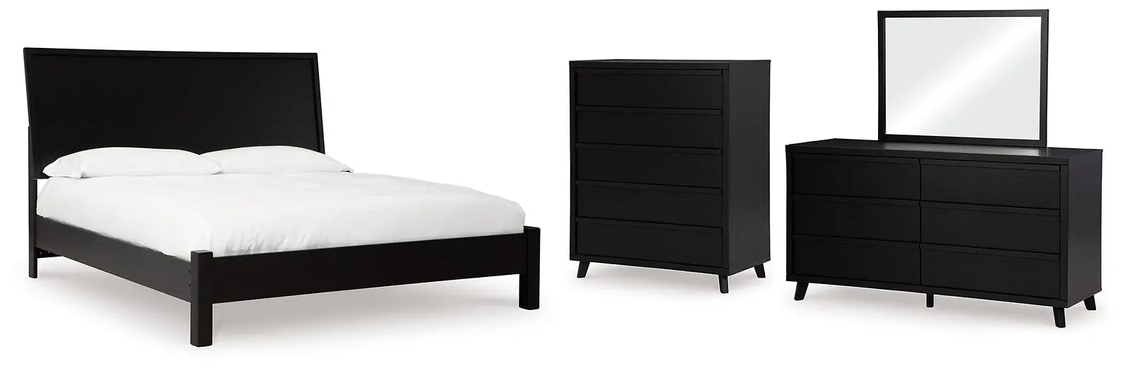 Danziar Queen Panel Bed with Mirrored Dresser and Chest at Lee Furniture, NC