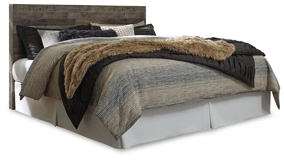 Derekson King Panel Headboard with Mirrored Dresser, Chest and Nightstand at Lee Furniture, NC
