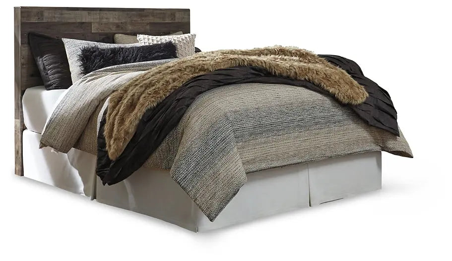 Derekson Queen/Full Panel Headboard with Mirrored Dresser and Chest at Lee Furniture, NC