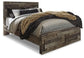 Derekson Queen Panel Bed with 2 Storage Drawers with Mirrored Dresser, Chest and Nightstand at Lee Furniture, NC