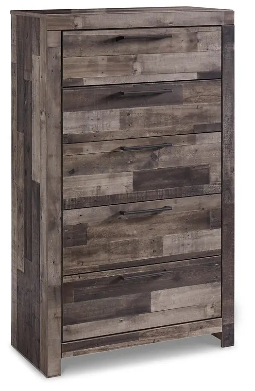Derekson Queen Panel Bed with 4 Storage Drawers with Mirrored Dresser and Chest at Lee Furniture, NC