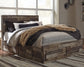 Derekson Queen Panel Bed with 4 Storage Drawers with Mirrored Dresser and Chest at Lee Furniture, NC