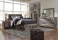 Derekson Queen Panel Bed with 6 Storage Drawers with Mirrored Dresser, Chest and 2 Nightstands at Lee Furniture, NC