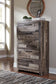Derekson Queen Panel Bed with 6 Storage Drawers with Mirrored Dresser and Chest at Lee Furniture, NC