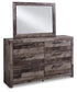 Derekson Queen Panel Bed with Mirrored Dresser at Lee Furniture, NC