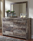 Derekson Queen Panel Bed with Mirrored Dresser at Lee Furniture, NC