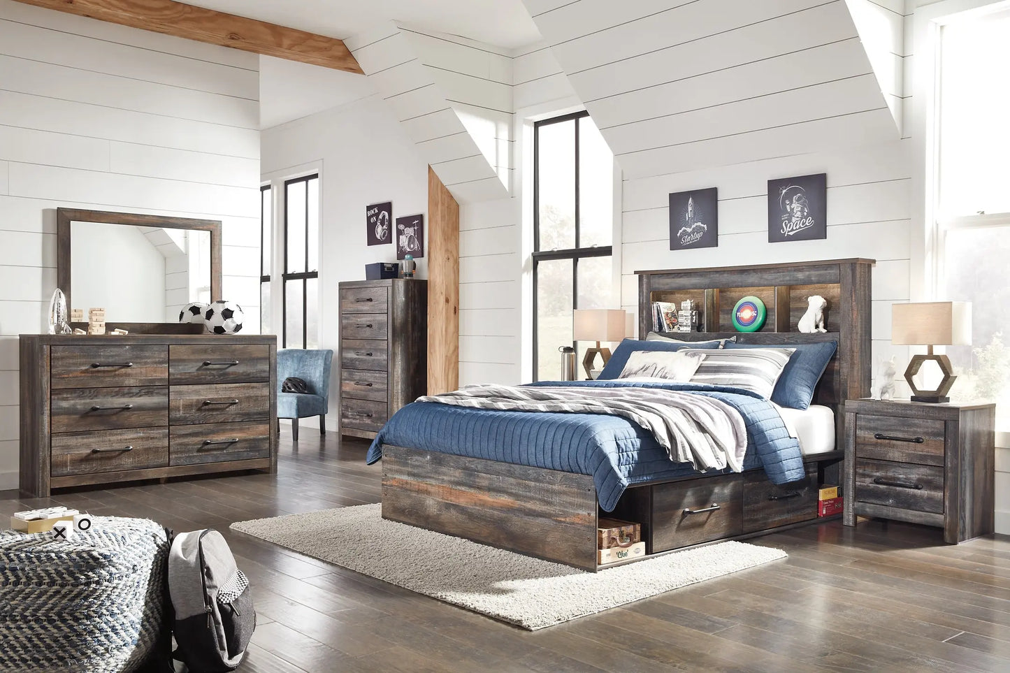 Drystan Bookcase Bed With 2 Storage Drawers at Lee Furniture, NC