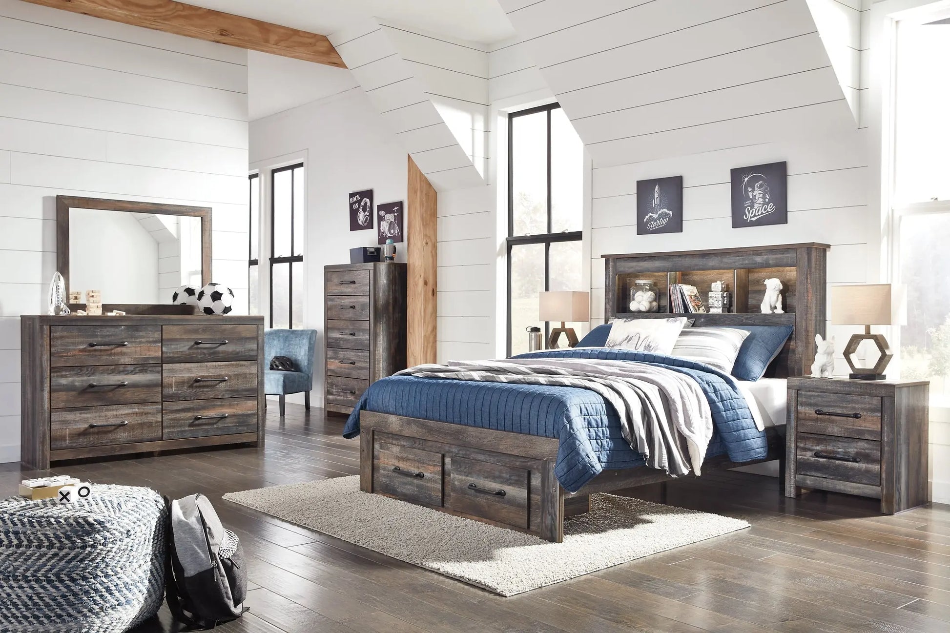Drystan Bookcase Bed With 2 Storage Drawers at Lee Furniture, NC