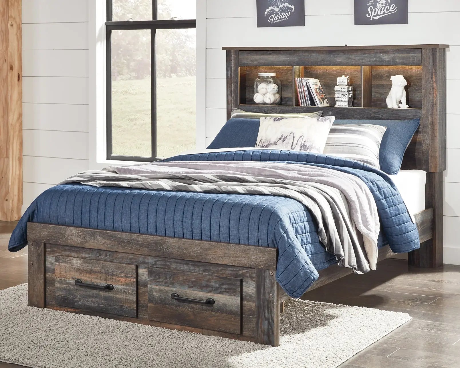Drystan Bookcase Bed With 2 Storage Drawers at Lee Furniture, NC