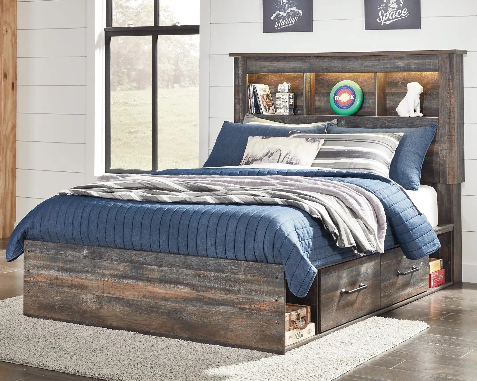 Drystan Bookcase Bed With 4 Storage Drawers at Lee Furniture, NC