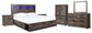 Drystan King Bookcase Bed with 4 Storage Drawers with Mirrored Dresser, Chest and 2 Nightstands at Lee Furniture, NC