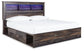 Drystan King Bookcase Bed with 4 Storage Drawers with Mirrored Dresser, Chest and 2 Nightstands at Lee Furniture, NC