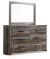 Drystan King Bookcase Bed with 4 Storage Drawers with Mirrored Dresser, Chest and 2 Nightstands at Lee Furniture, NC