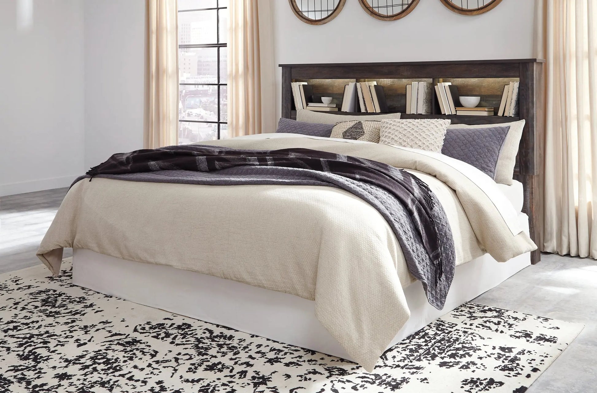 Drystan King/California King Bookcase Headboard with Mirrored Dresser at Lee Furniture, NC
