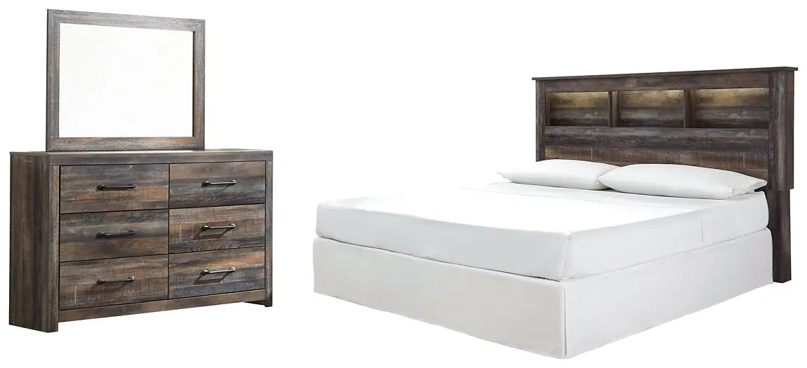 Drystan King/California King Bookcase Headboard with Mirrored Dresser at Lee Furniture, NC